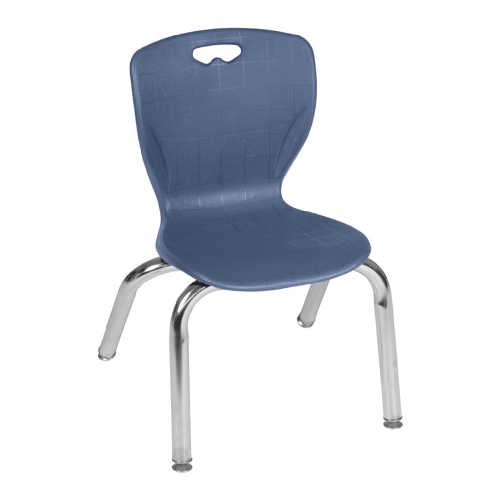 42" Square Mobile Table with 4 Blue Stack Chairs Q22055