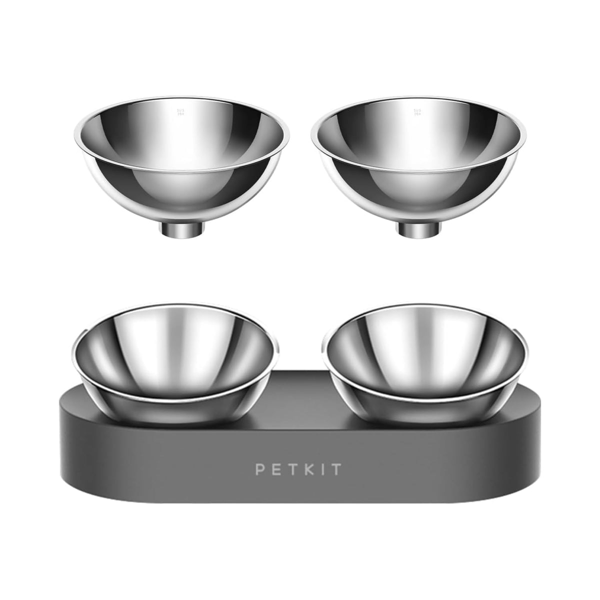 Elevated Dog Cat Bowl with 2 Stainless Steel Bowls V745