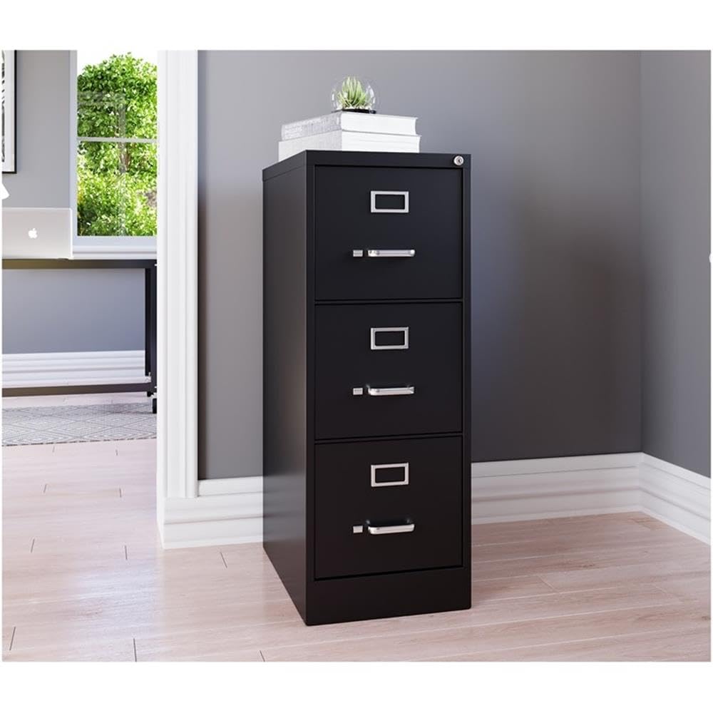 3 Drawer Black Metal Filing Cabinet K27368