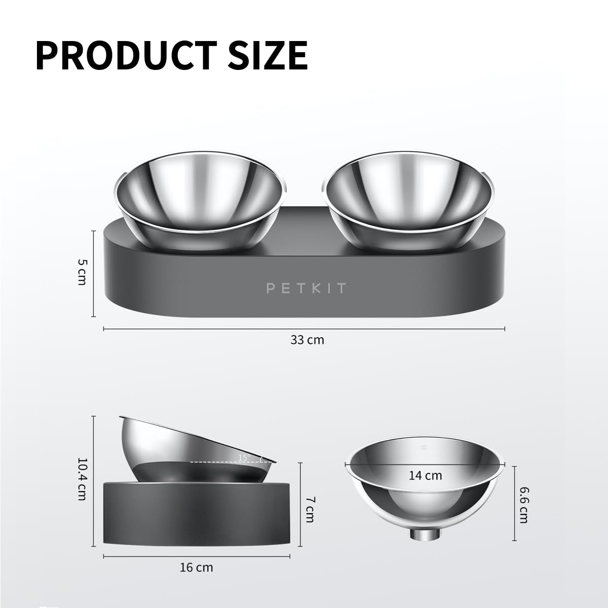 Elevated Dog Cat Bowl with 2 Stainless Steel Bowls V745