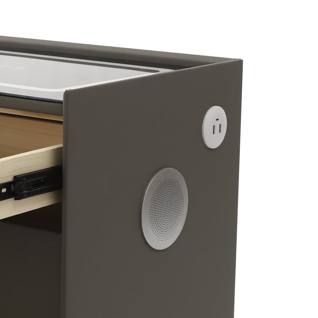 Dark Grey 3-Drawer Nightstand with Charging Station P5778