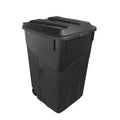 45 Gallon Black Outdoor Trash Can with Wheels and Attached Lid P902
