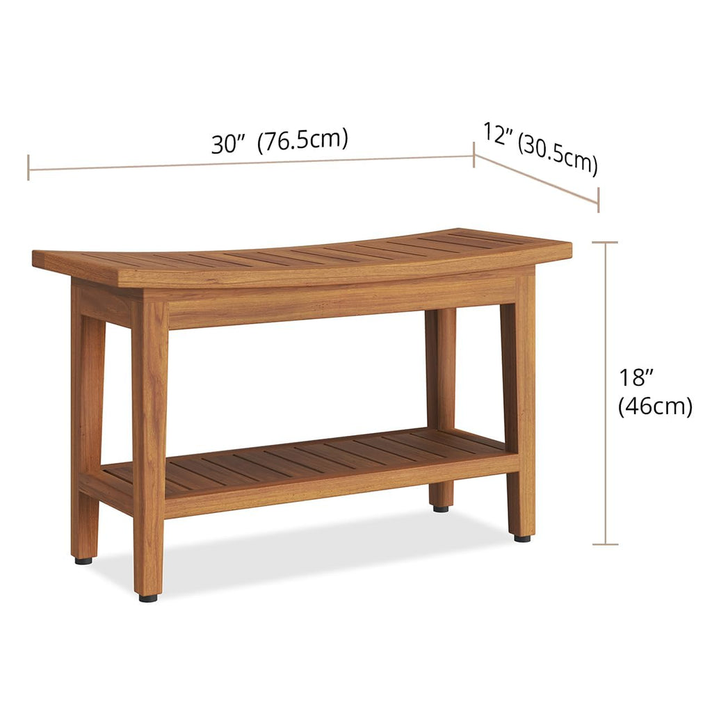 30" Teak Shower Bench with Shelf M9445
