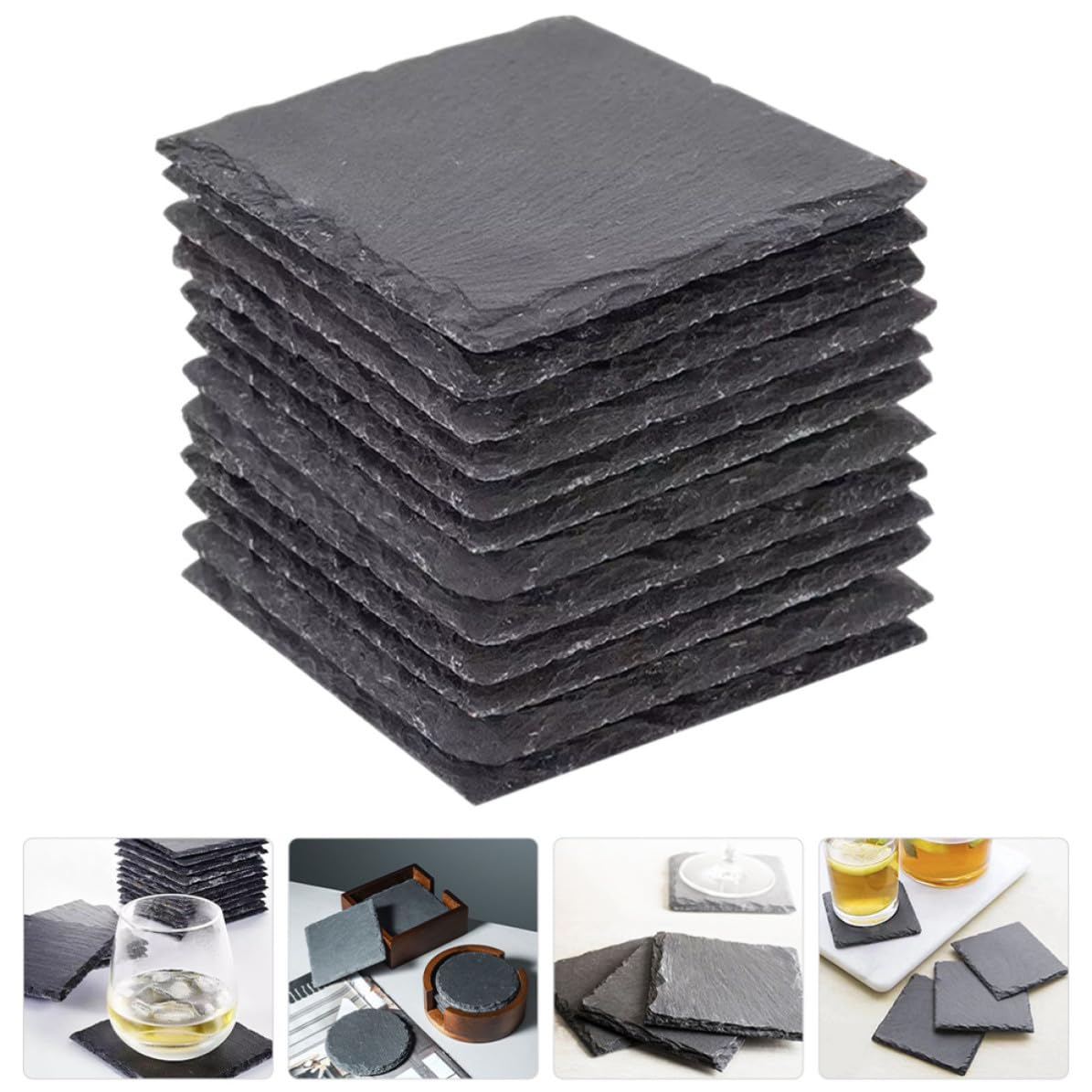Black Natural Stone Coasters V690758