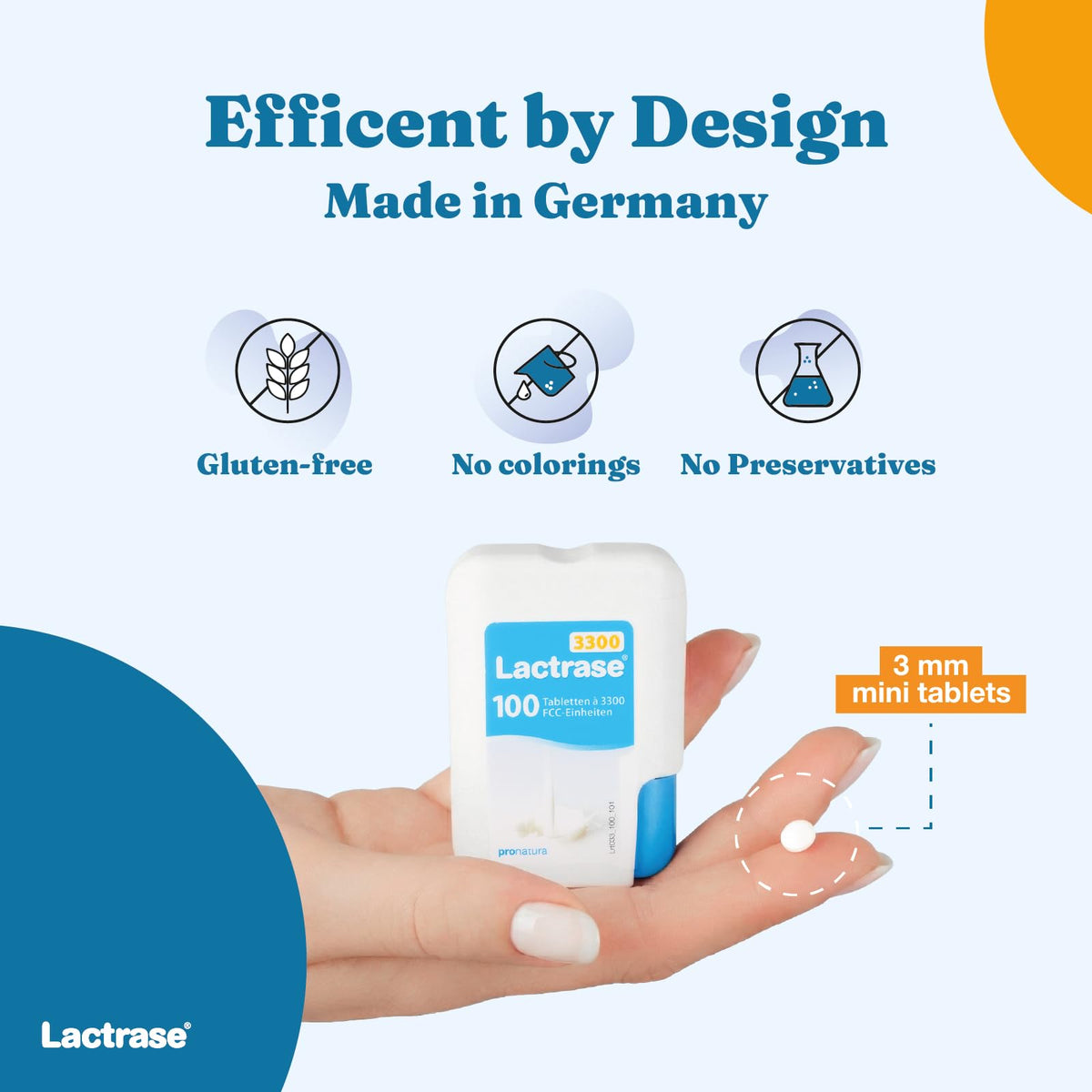 Lactrase Tablet Dispenser 3,300 FCC Lactase Units 100 Pills T2434