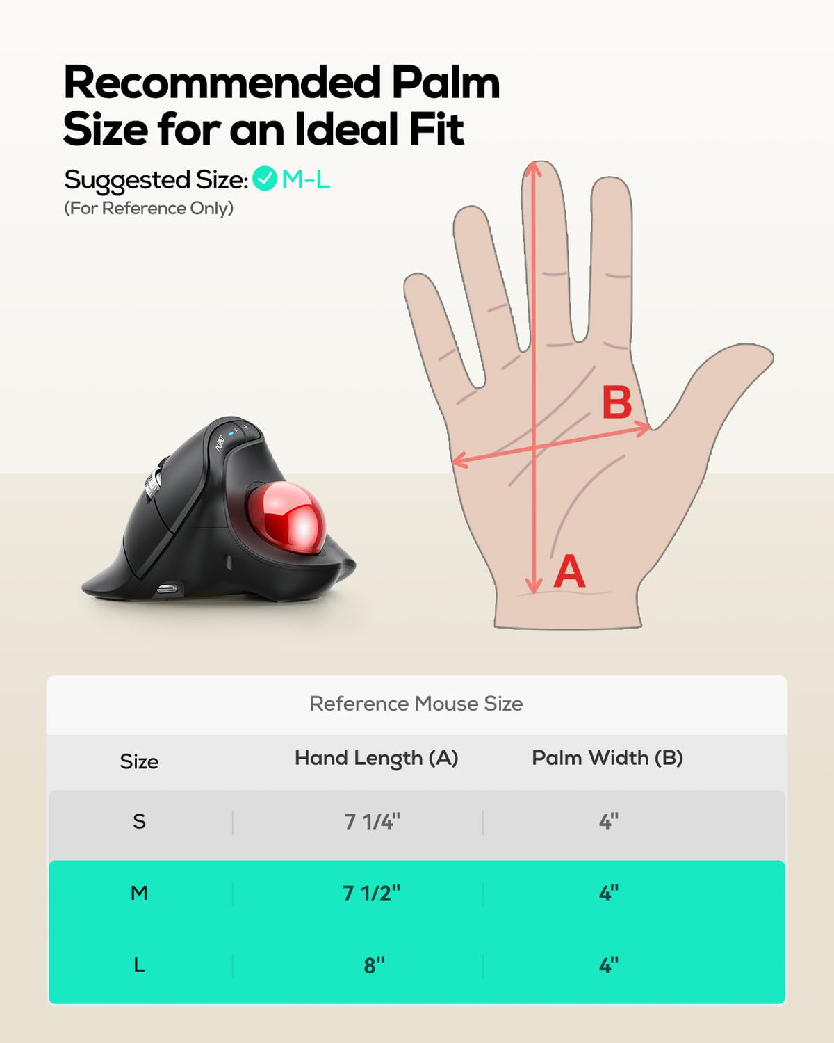 Wireless Ergonomic Vertical Trackball Mouse T743283