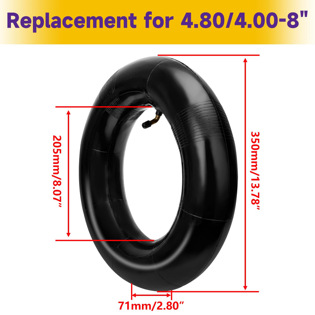 4.80/4.00-8 Inner Tube with TR87 Bent Valve 1 Pcs R1885