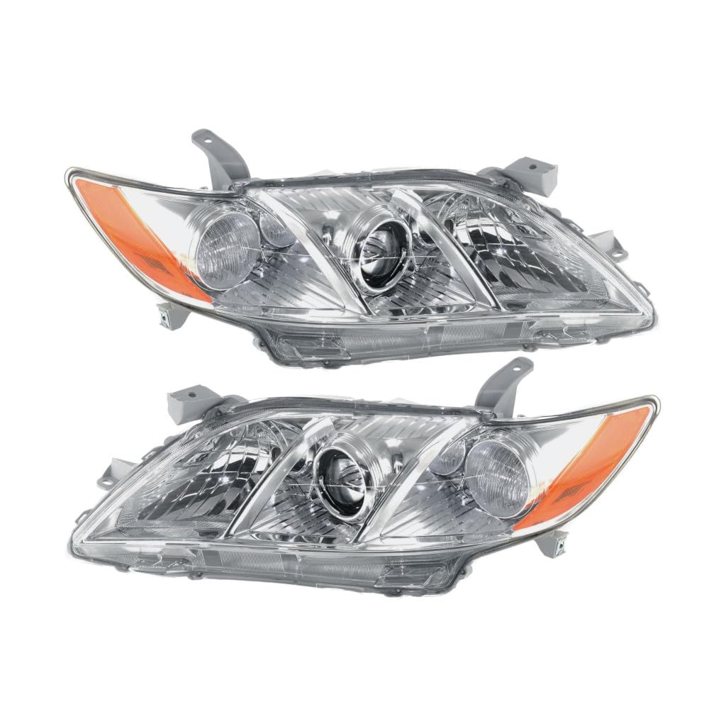 Toyota Camry 2007 2008 2009 Headlights Driver And Passenger Side Pair Amber Clear Lens T2577