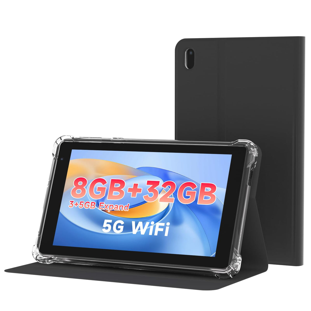 7 inch Android 14 Tablet with Case, 8GB RAM 32GB ROM, Black A111