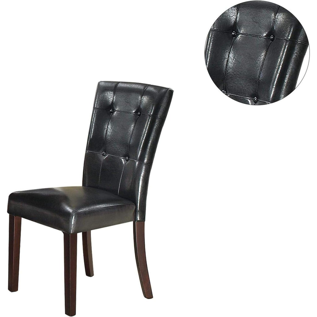 Black Faux Leather Tufted Parson Chairs Set of 2 H992