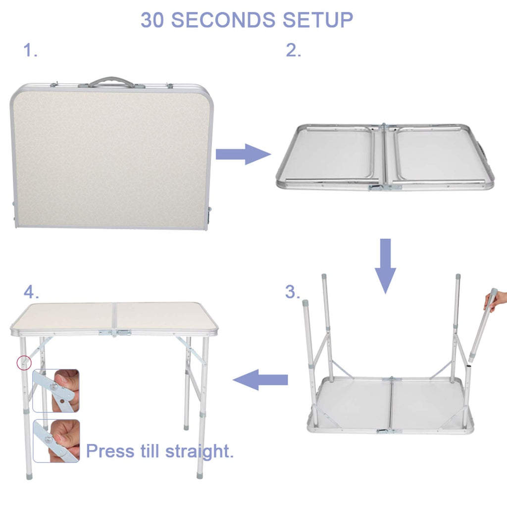 Folding Picnic Table 3FT Portable Camping Table White T313967