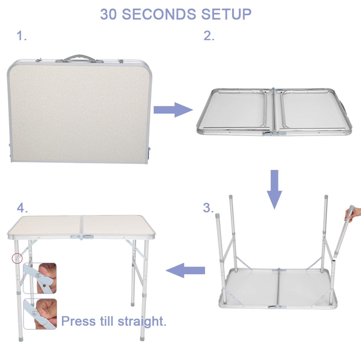 Folding Picnic Table 3FT Portable Camping Table White T313967
