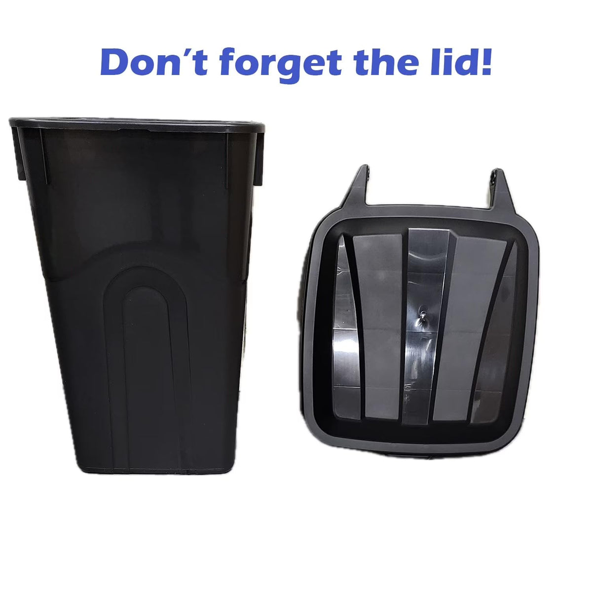 45 Gallon Black Outdoor Trash Can with Wheels and Attached Lid P902