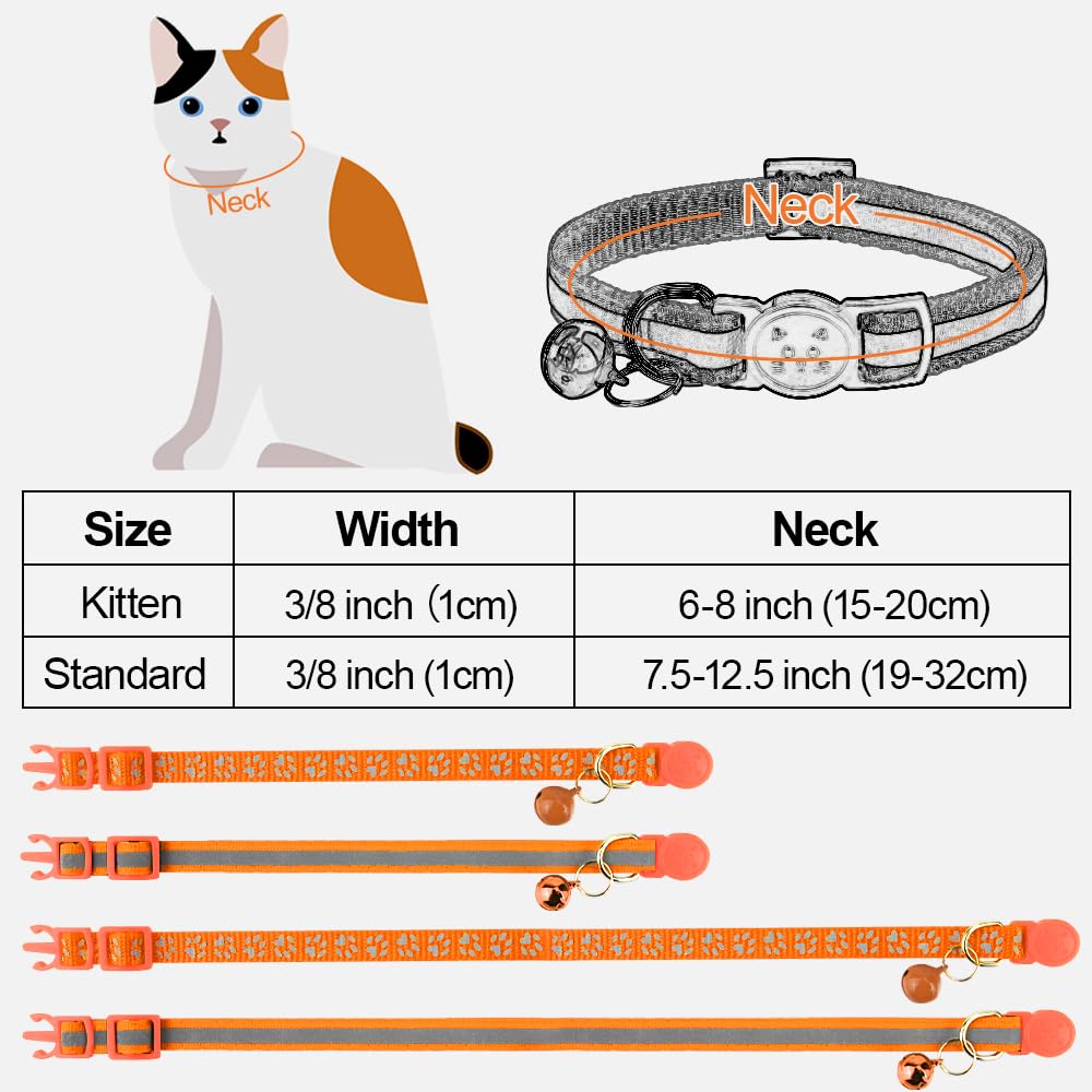 2 Pack Reflective Breakaway Cat Collar with Bell S678