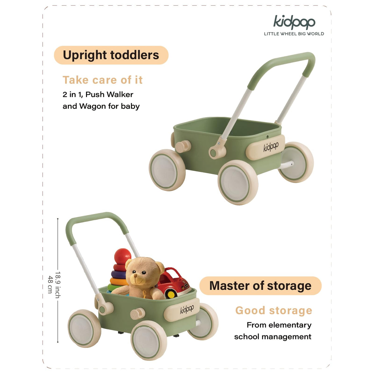 Baby Push Walker with Wheels Green X5962