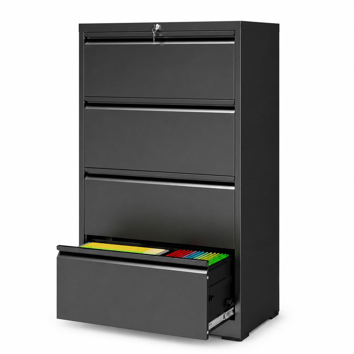 4 Drawer Black Metal File Cabinet with Lock X26168