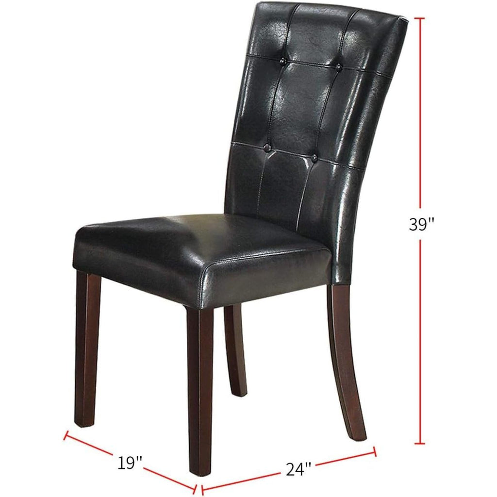 Black Faux Leather Tufted Parson Chairs Set of 2 H992