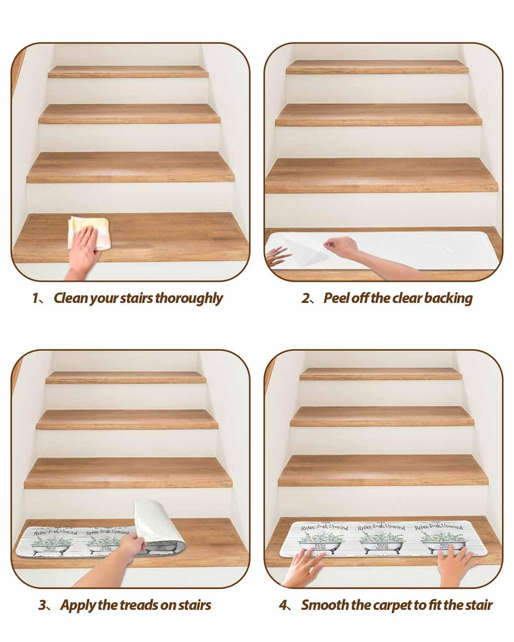 Eucalyptus Leaves 15 Pack Non Slip Stair Treads 8x30 inch H178507