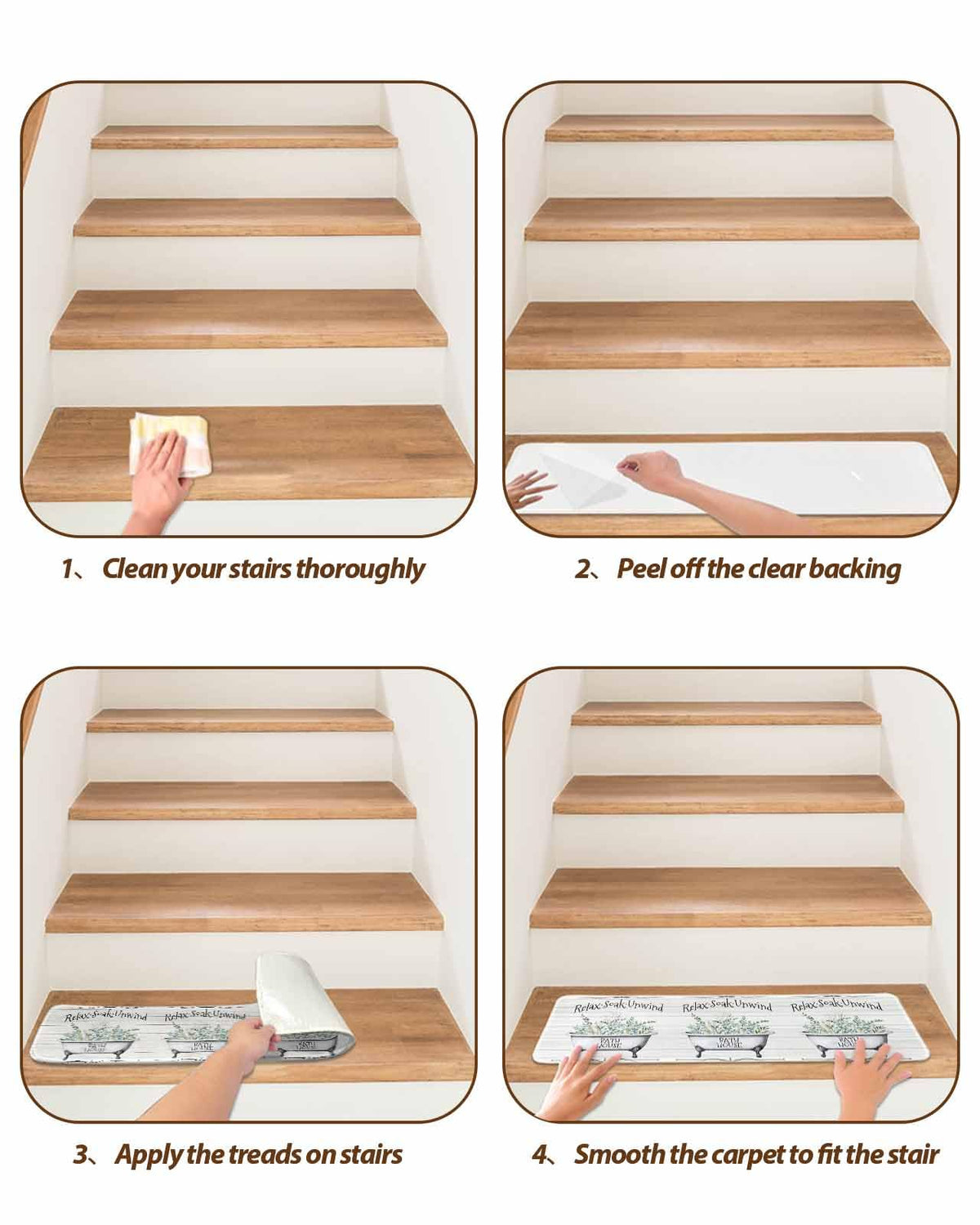 Eucalyptus Leaves 15 Pack Non Slip Stair Treads 8x30 inch H178507