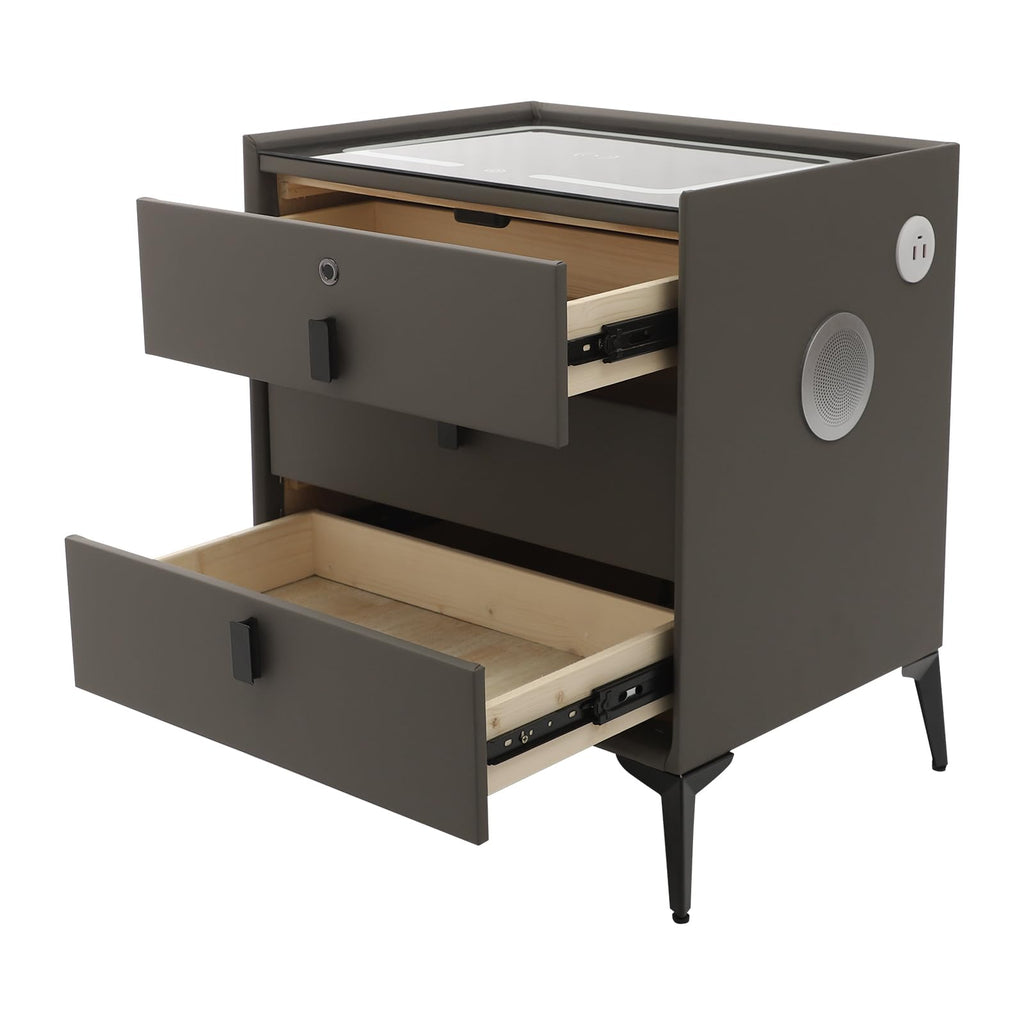 Dark Grey 3-Drawer Nightstand with Charging Station P5778