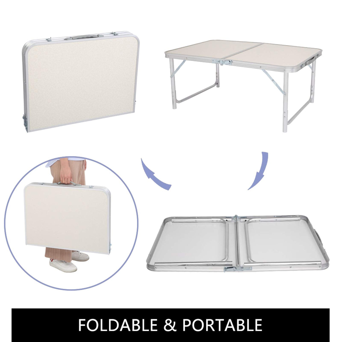 Folding Picnic Table 3FT Portable Camping Table White T313967