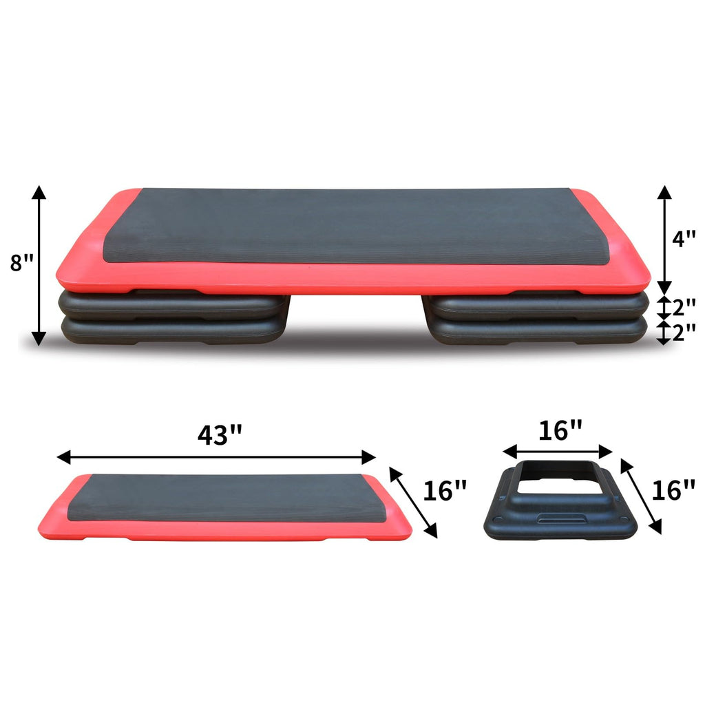 Adjustable Aerobic Workout Step Platform with 4 Stackable Risers V1219