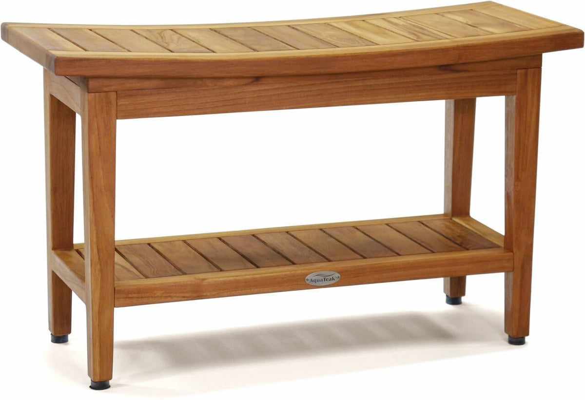 30" Teak Shower Bench with Shelf M9445