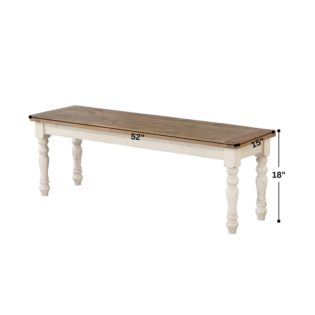 Antique White Two-Tone Oak Wood Dining Bench G850328
