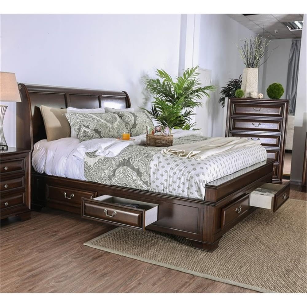 Brown Cherry California King Storage Bed L48514