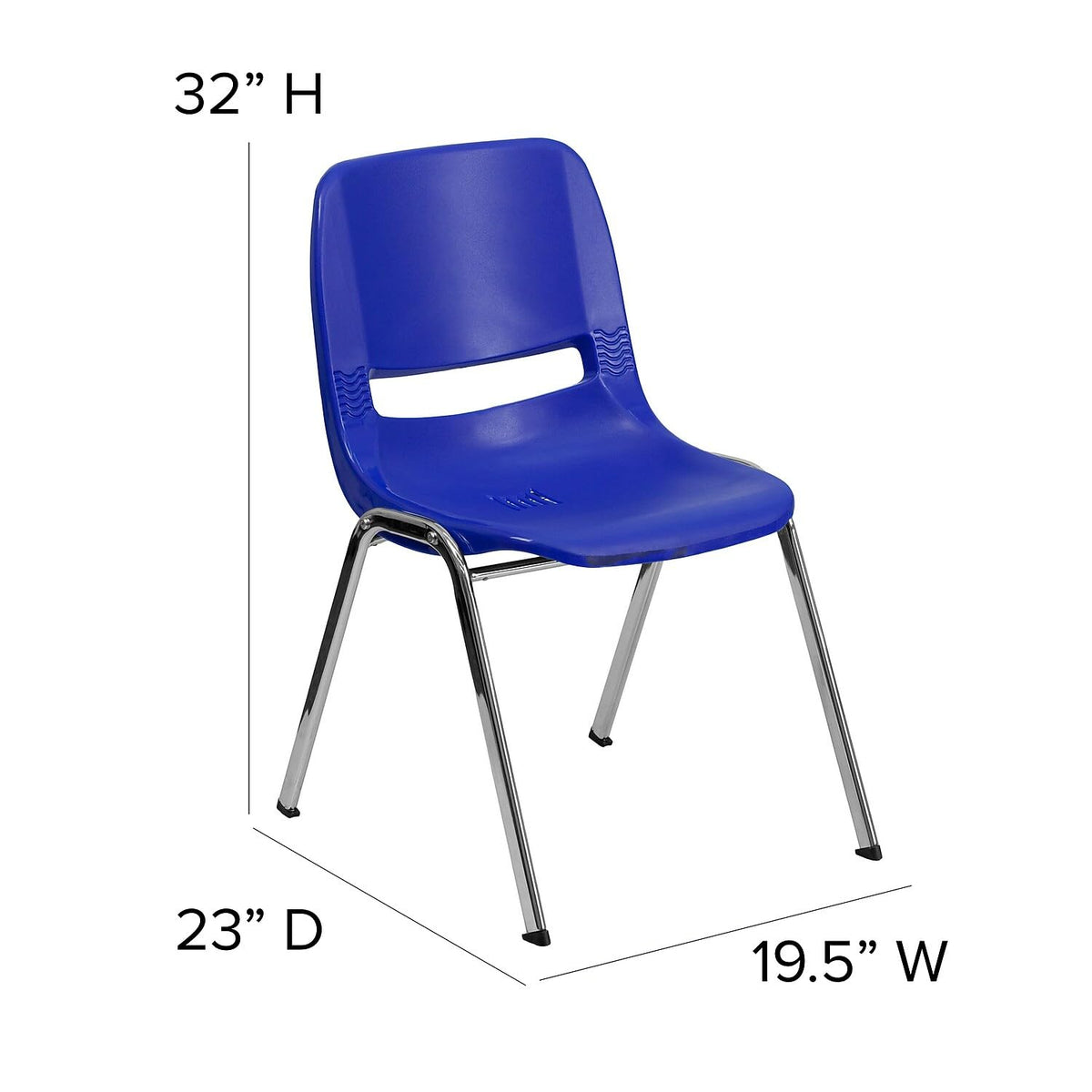 Navy Ergonomic Shell Stack Chair with Chrome Frame U65643