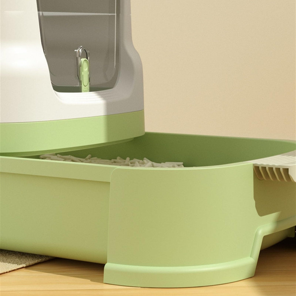 Cat Litter Box with Lid, Top Entry with Scoop, Enclosed Plastic with Drawer B2161