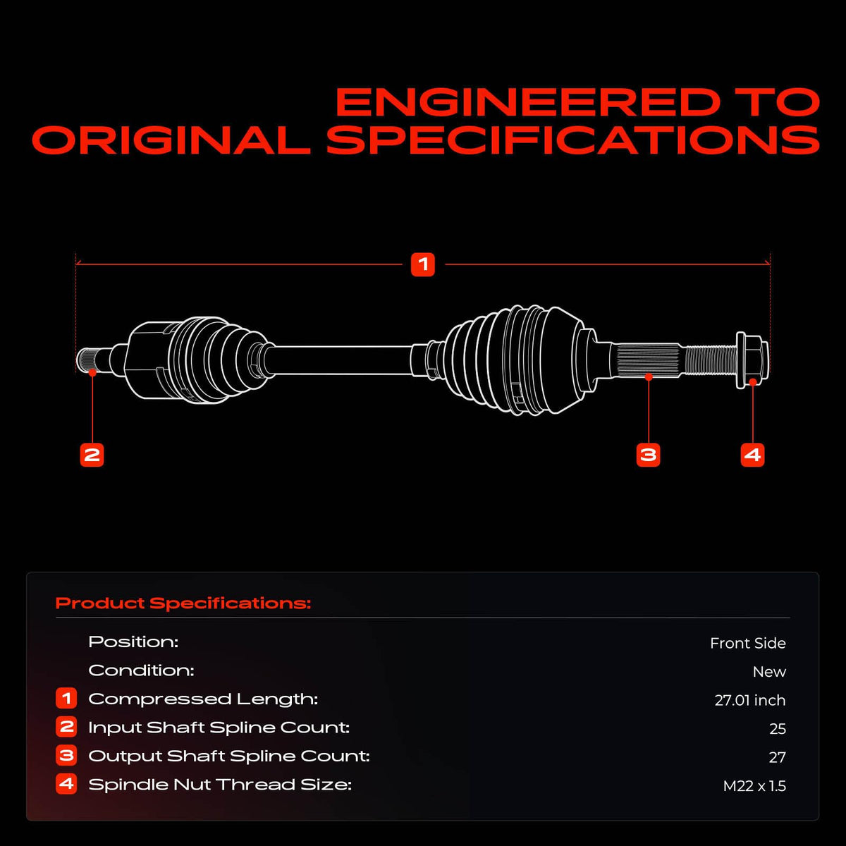 Front CV Axle Shaft Assembly M854