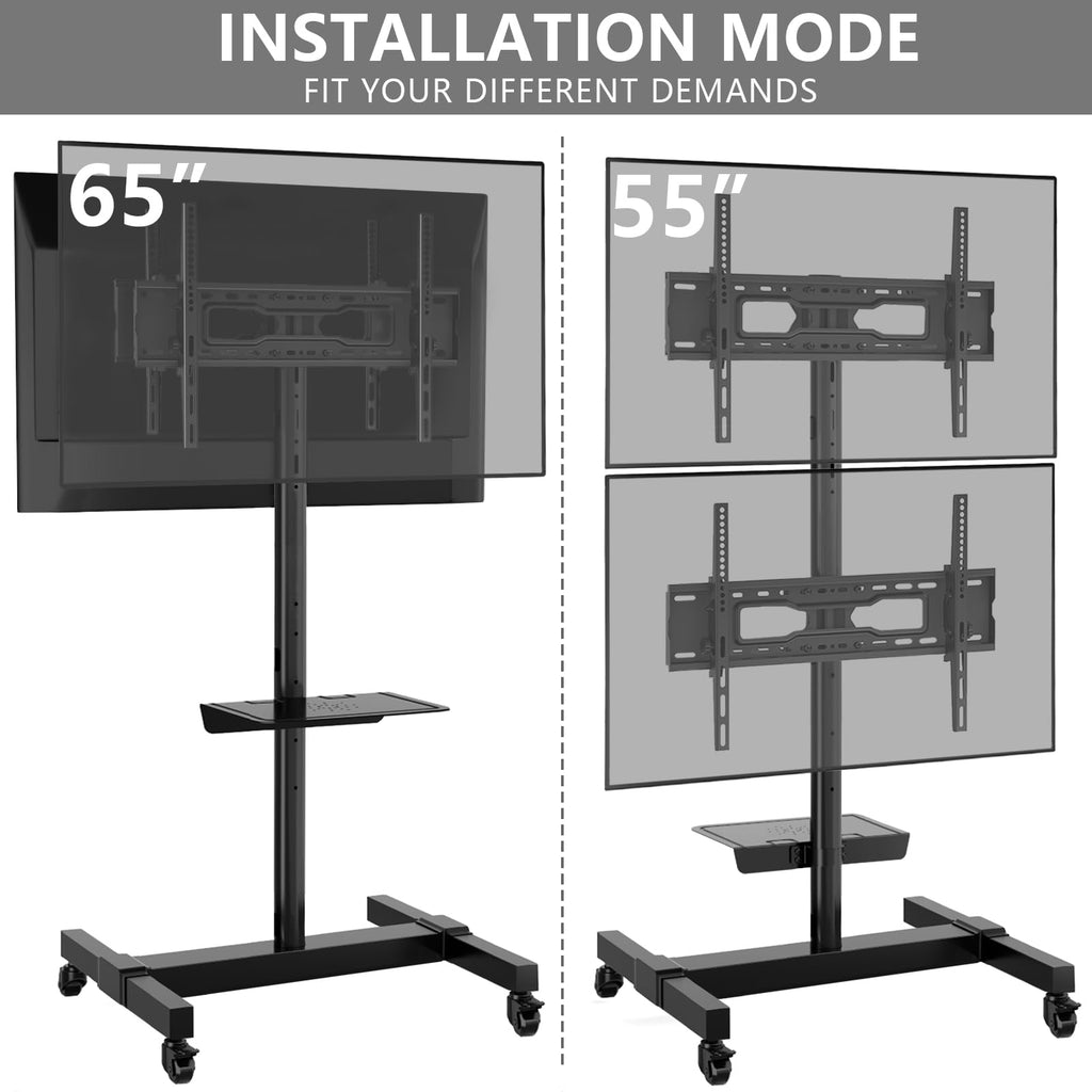 Mobile Dual TV Stand for Two 32-65 Inch Flat Panel Curved TV U89227