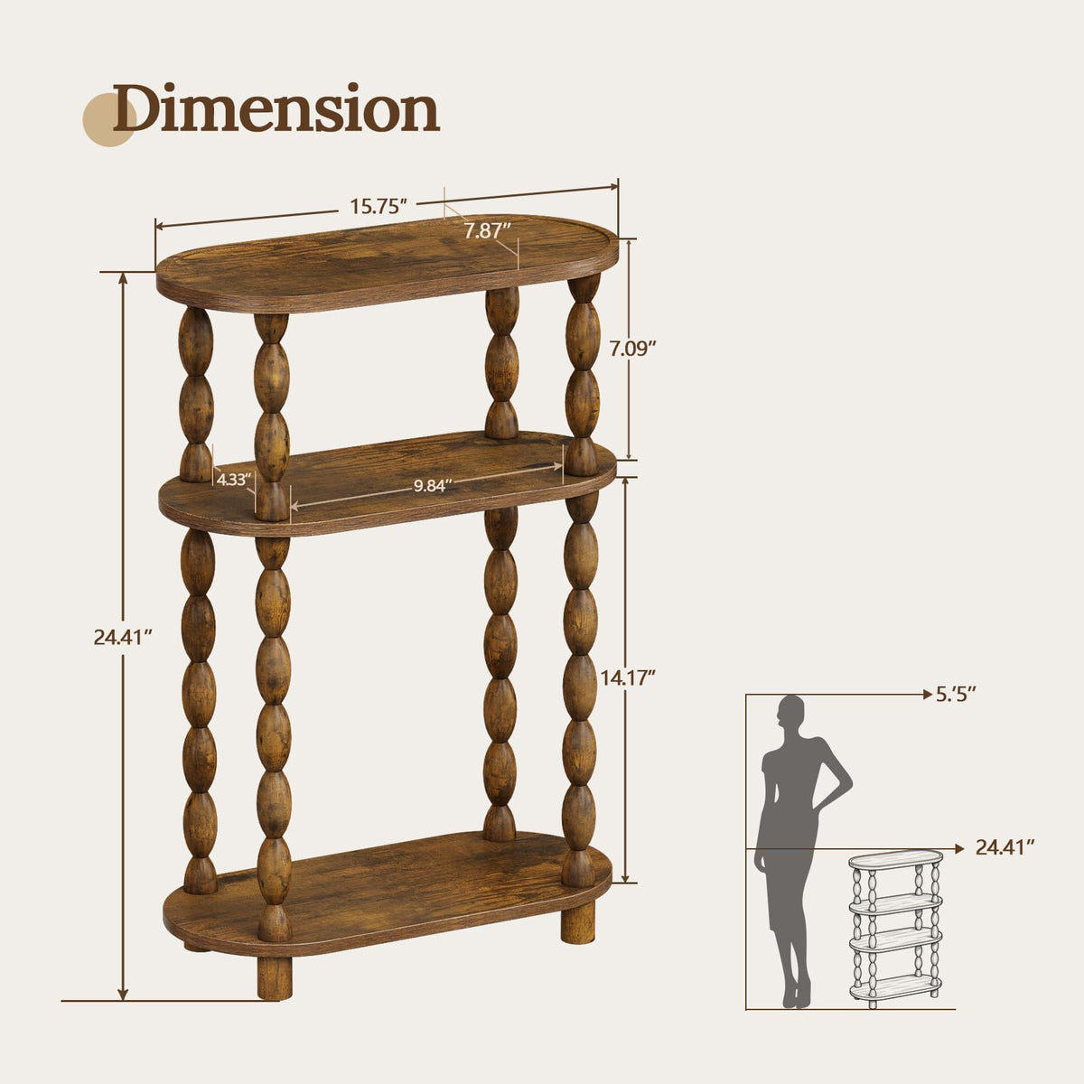 Narrow 3-Tier End Table C580122