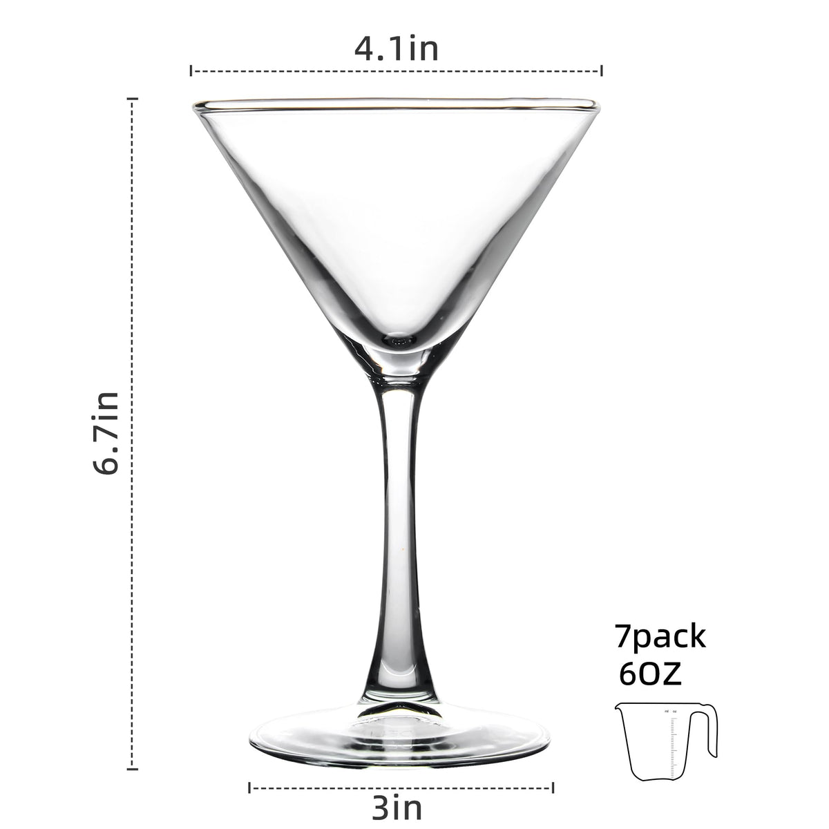 Clear Cocktail Glasses Set of 7, 6 Ounce K3879