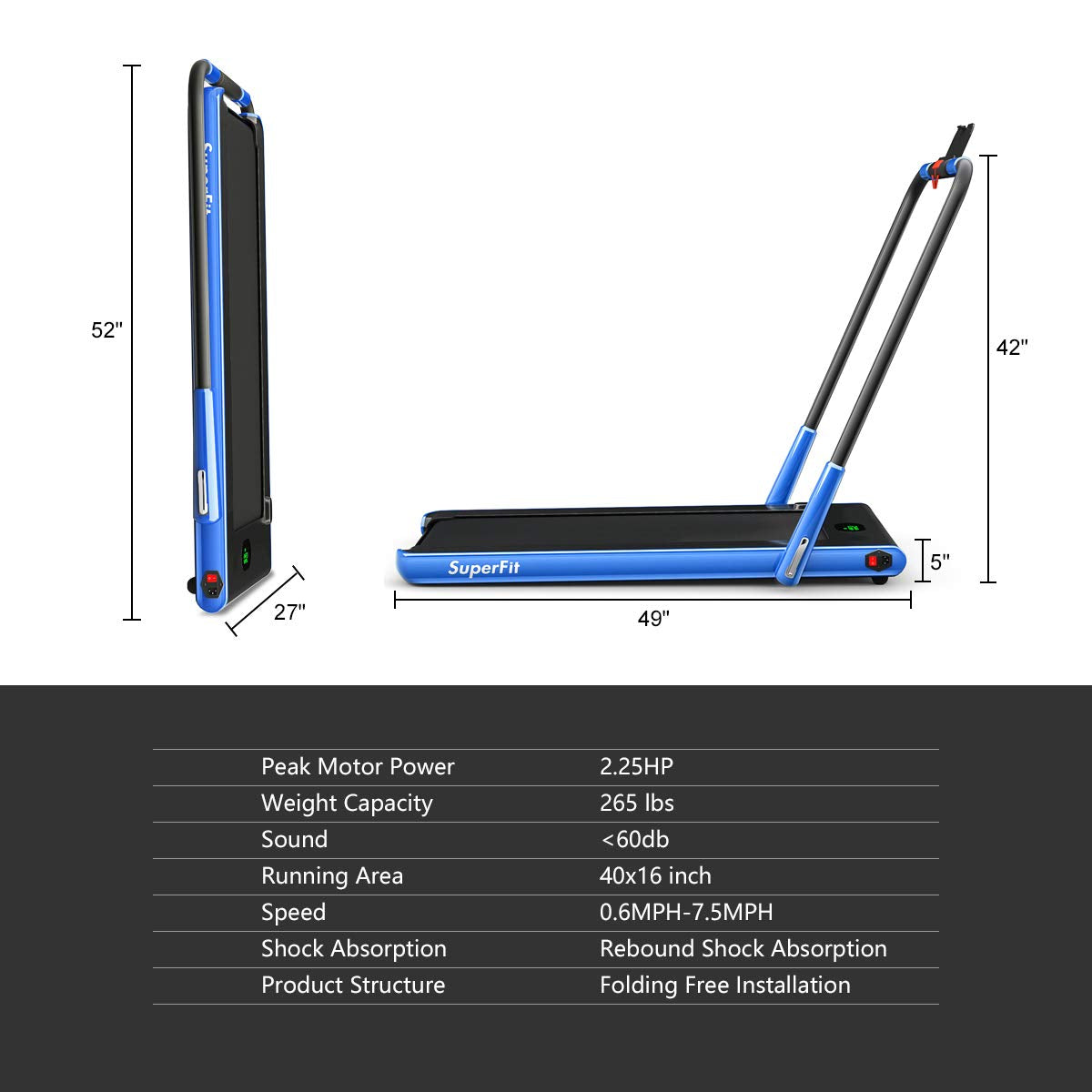 2 in 1 Under Desk Treadmill with Smart App W533