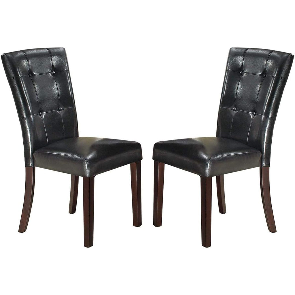Black Faux Leather Tufted Parson Chairs Set of 2 H992