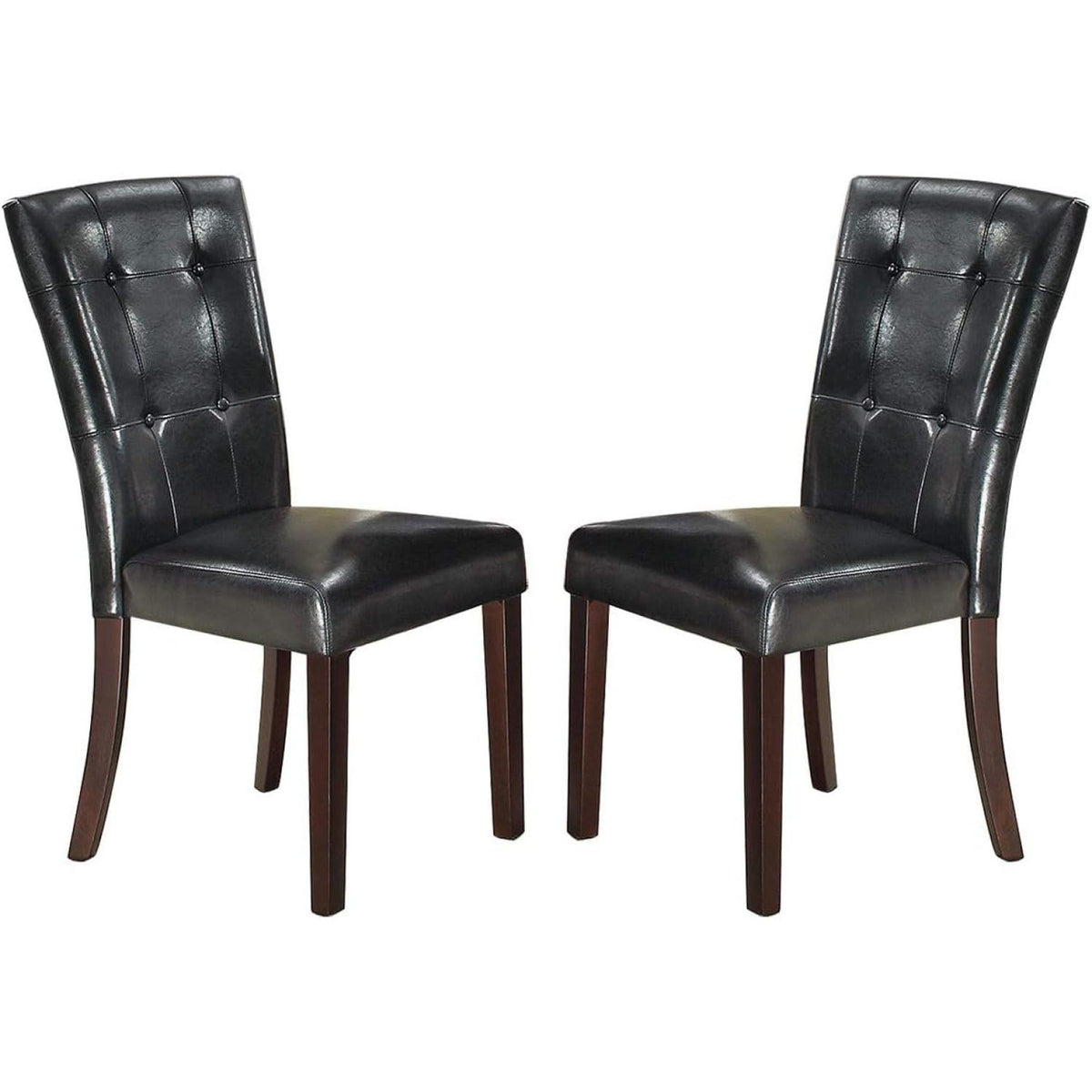Black Faux Leather Tufted Parson Chairs Set of 2 H992
