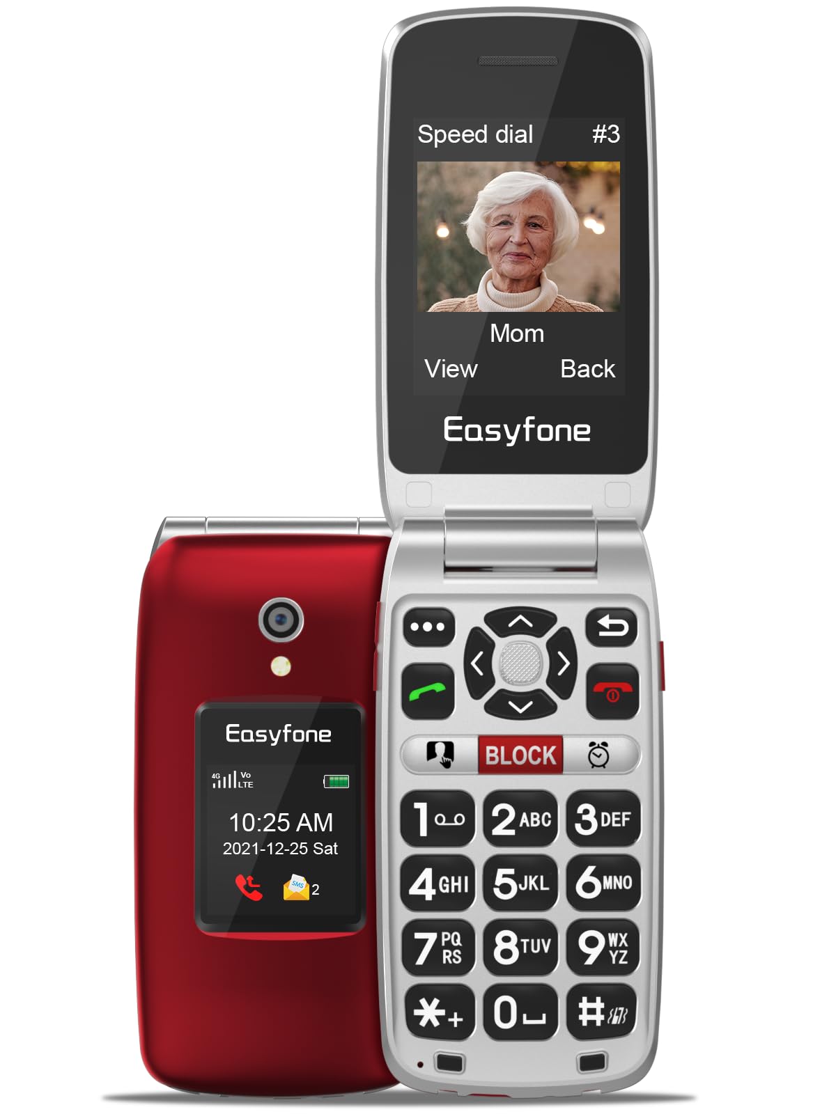 Unlocked 4G Big Button Flip Cell Phone with SOS Button & Charging Dock I5685