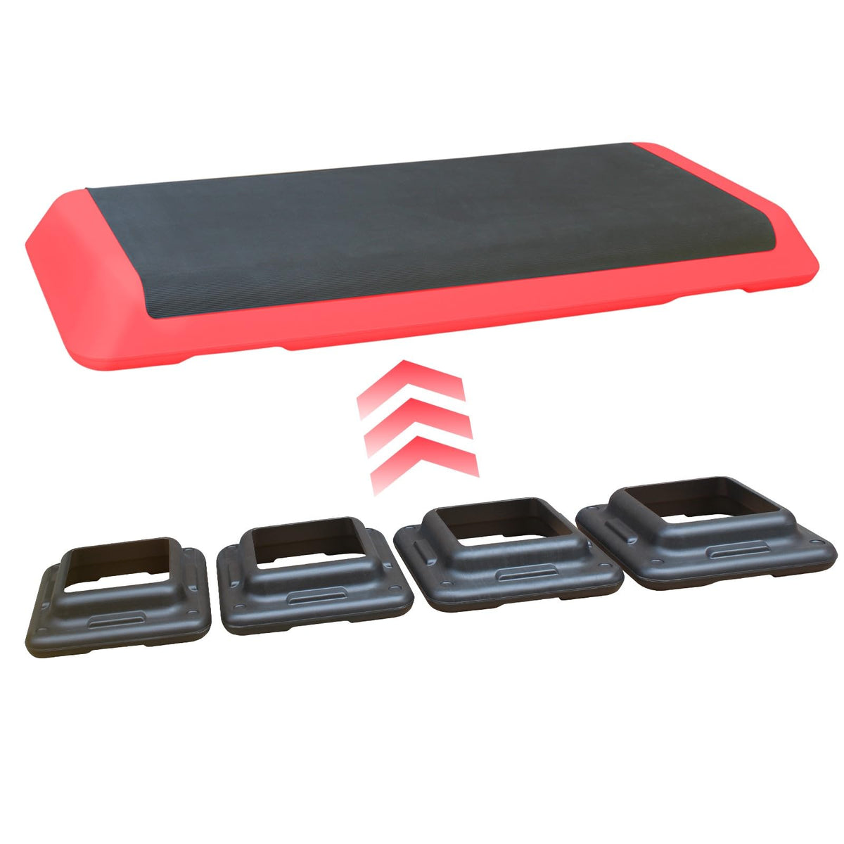 Adjustable Aerobic Workout Step Platform with 4 Stackable Risers V1219