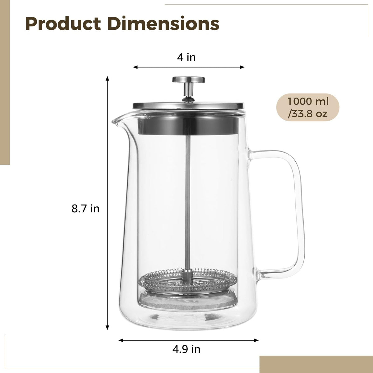 33.8 Oz Insulated Double Wall Tea Maker with Fine Mesh Filter S983482