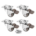 1 Inch TPE Rubber Swivel Caster Wheels Set of 4 with Brakes U78980