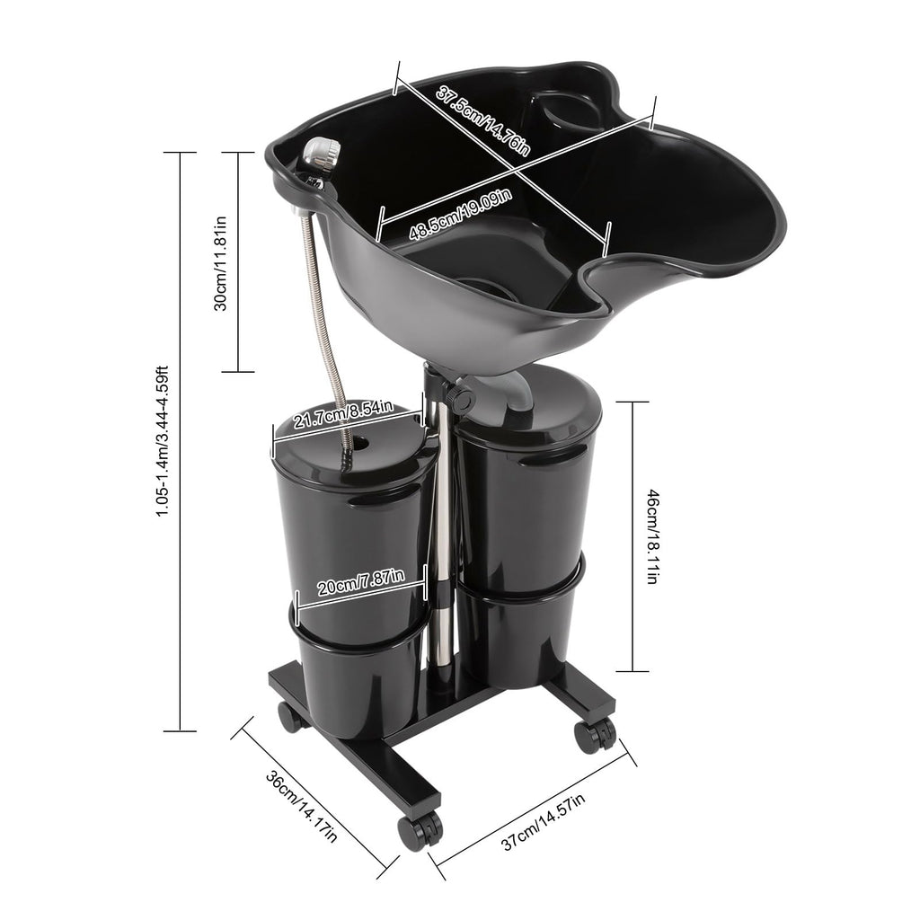 Portable Adjustable Plastic Shampoo Bowl with 2 Water Tanks B525121