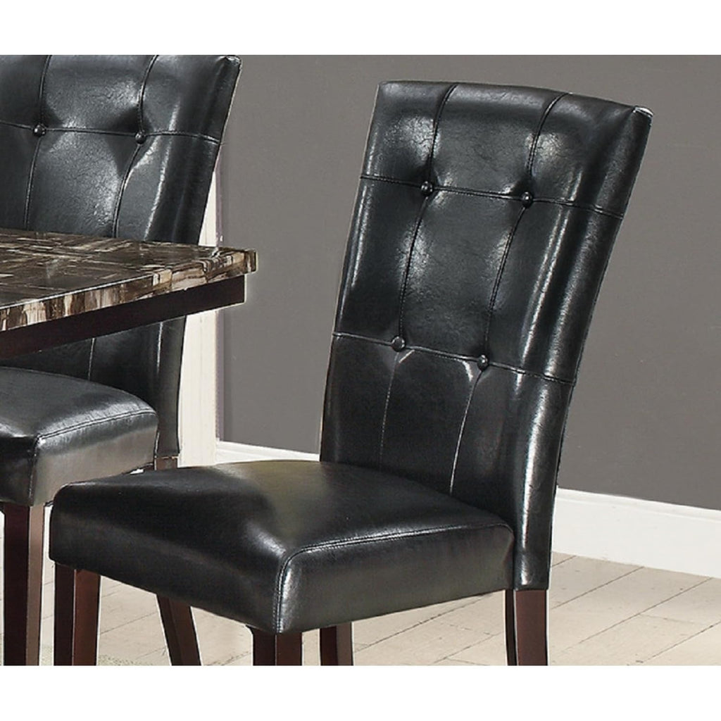 Black Faux Leather Tufted Parson Chairs Set of 2 H992