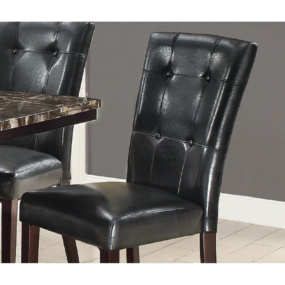 Black Faux Leather Tufted Parson Chairs Set of 2 H992