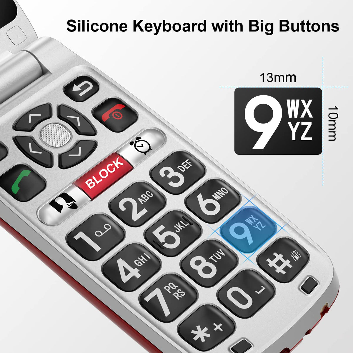Unlocked 4G Big Button Flip Cell Phone with SOS Button & Charging Dock I5685