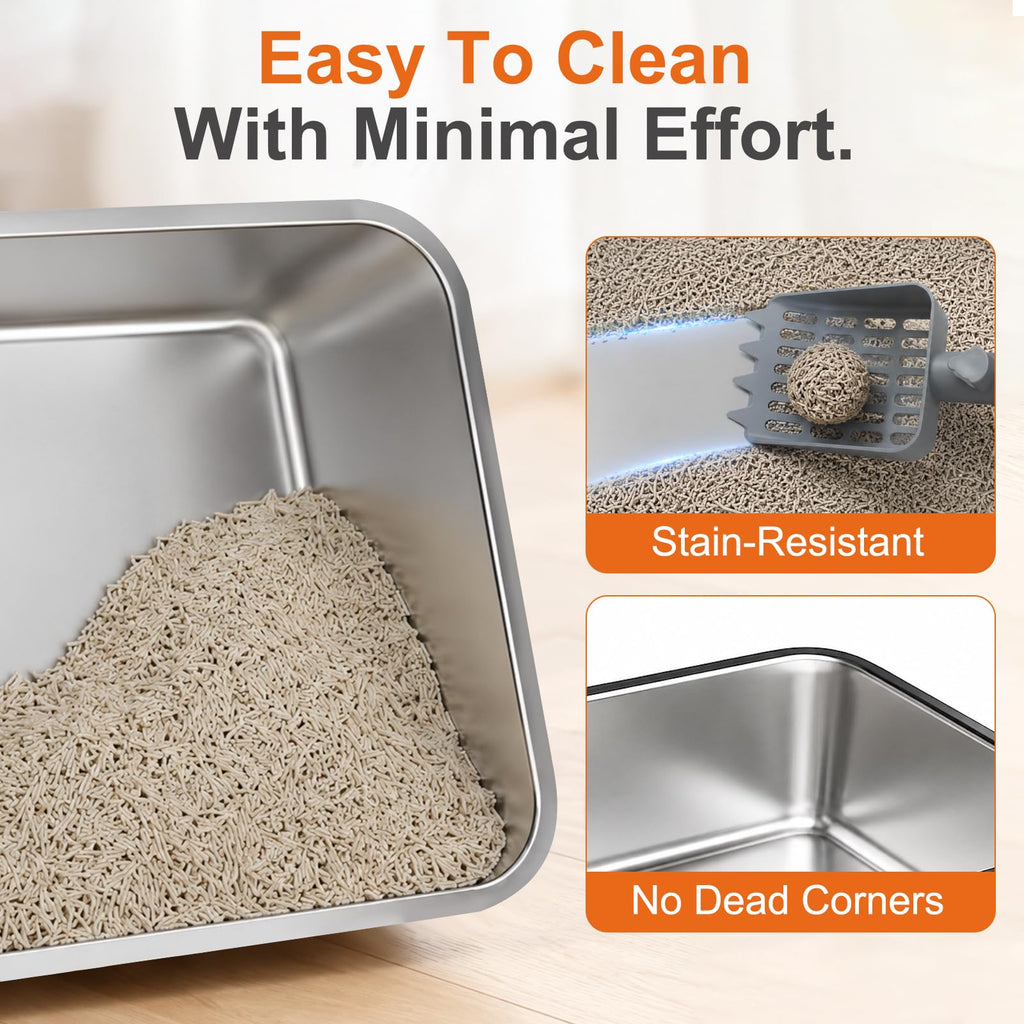 Stainless Steel High Sided Cat Litter Box with Lid L81568