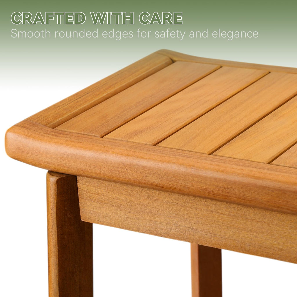 Teak Shower Bench with Towel Bars & Storage Shelf J492