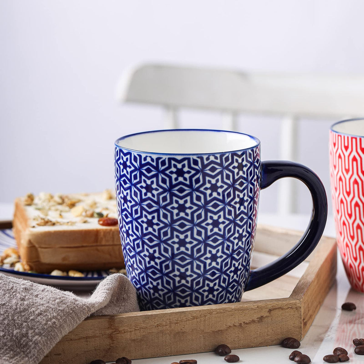 Ceramic Coffee Mugs Set 16 oz + Dinnerware Sets 12-Pieces N6671
