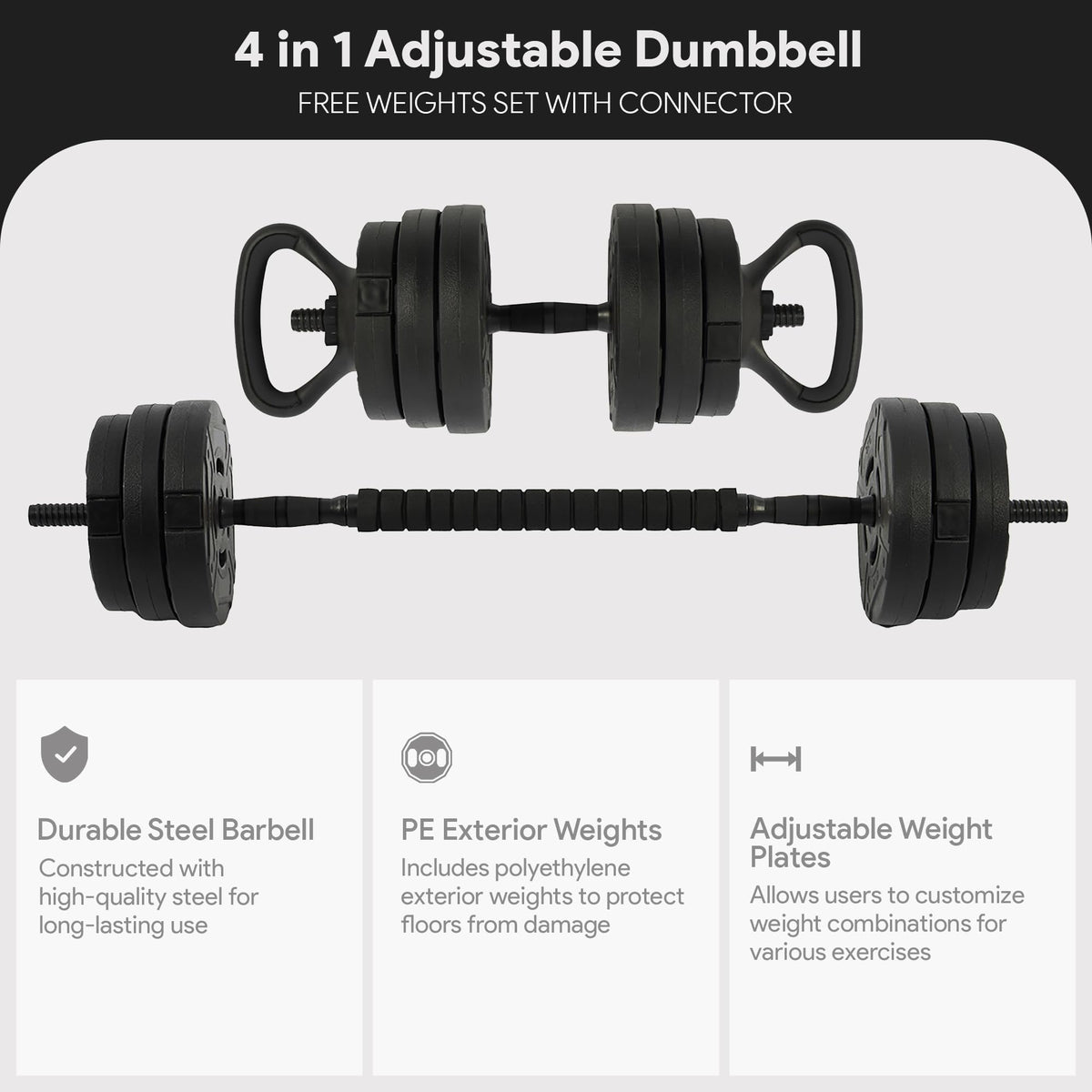 Adjustable Dumbbell Set 60 Lbs Black X887926